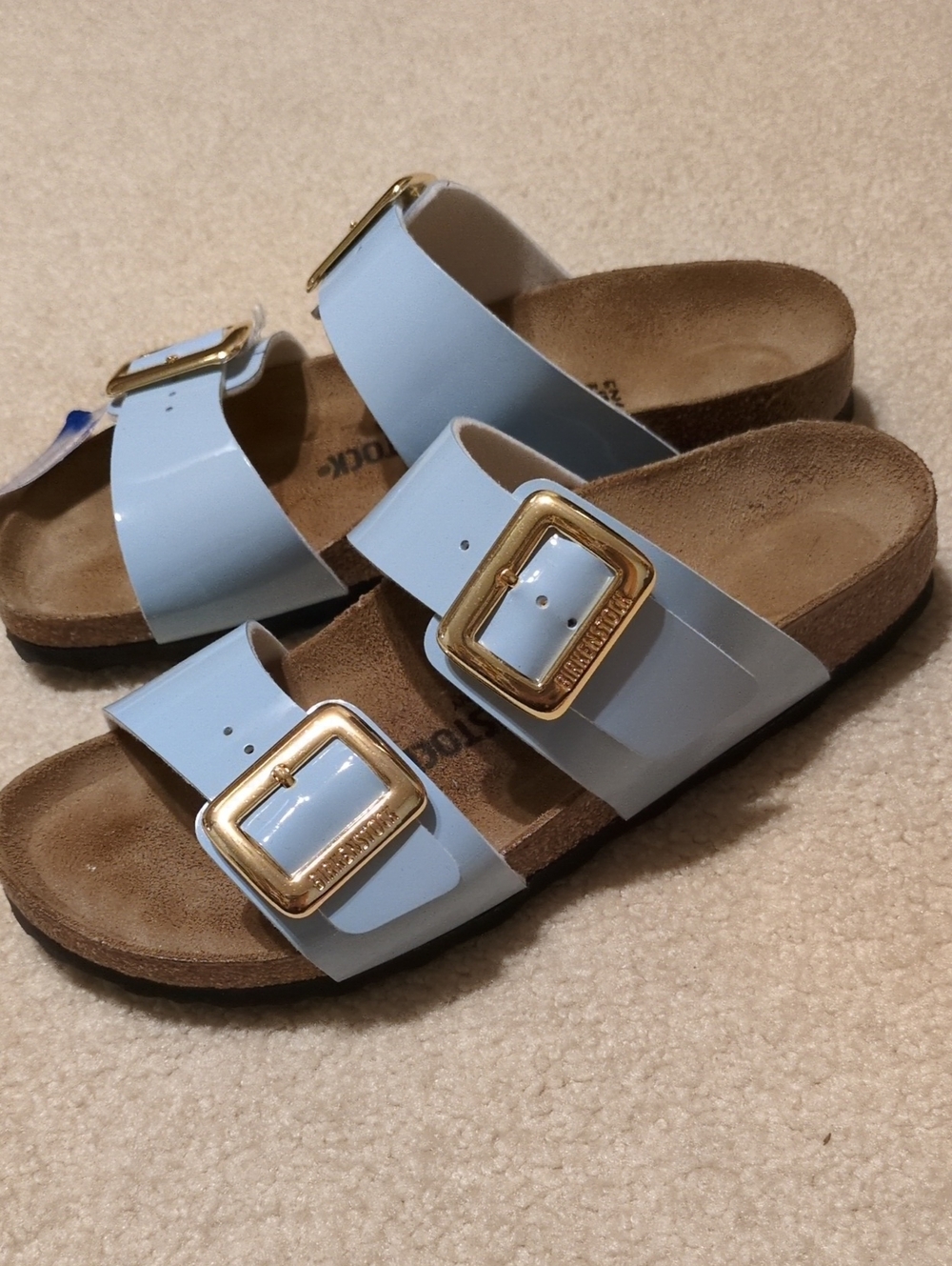 NWT Birkenstock Sydney Sandals - Baby Blue w Luxe Buckles, Size 39